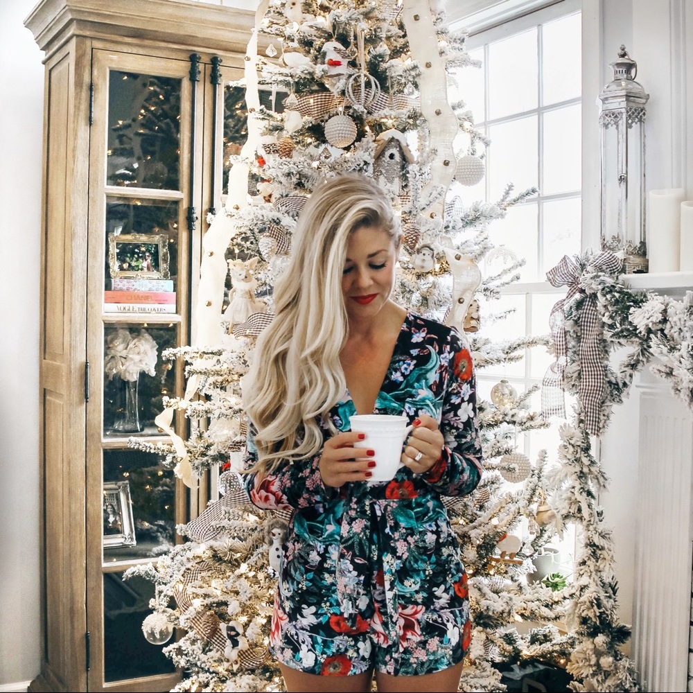 MINKPINK Velour Floral Romper